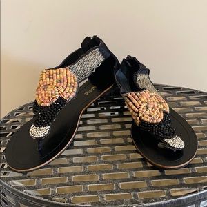 Traffic beaded sandals